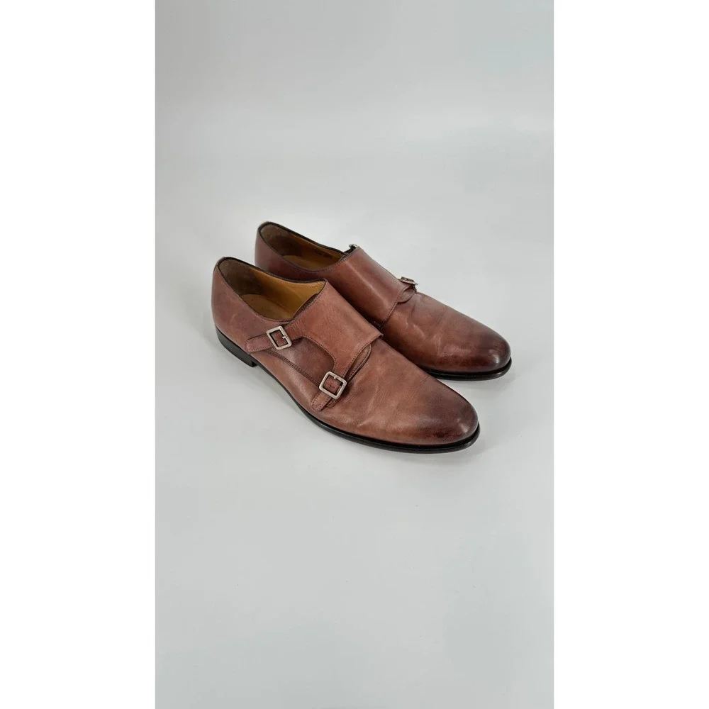 Paul Evans Poitier Mens Brown Leather Double Monk Strap Loafers Dress Shoes 9.5